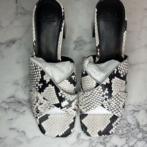Marc Fisher Snakeskin Embossed Block Heel Sandals 9
